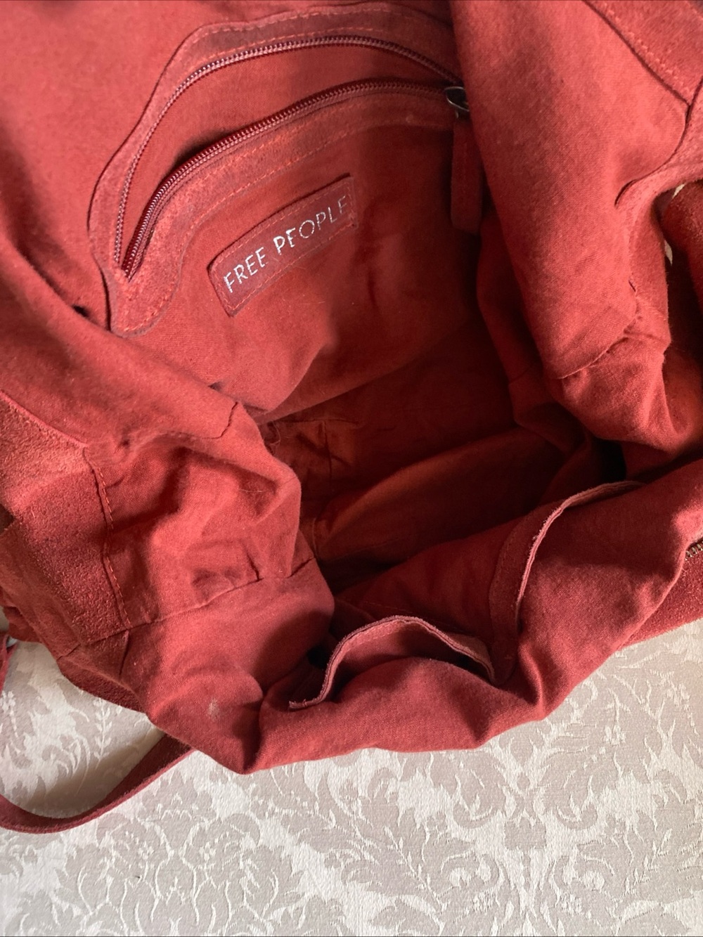 Free People Roma Rust Red Suede Hobo Shoulder Bag - Picture 10 of 13